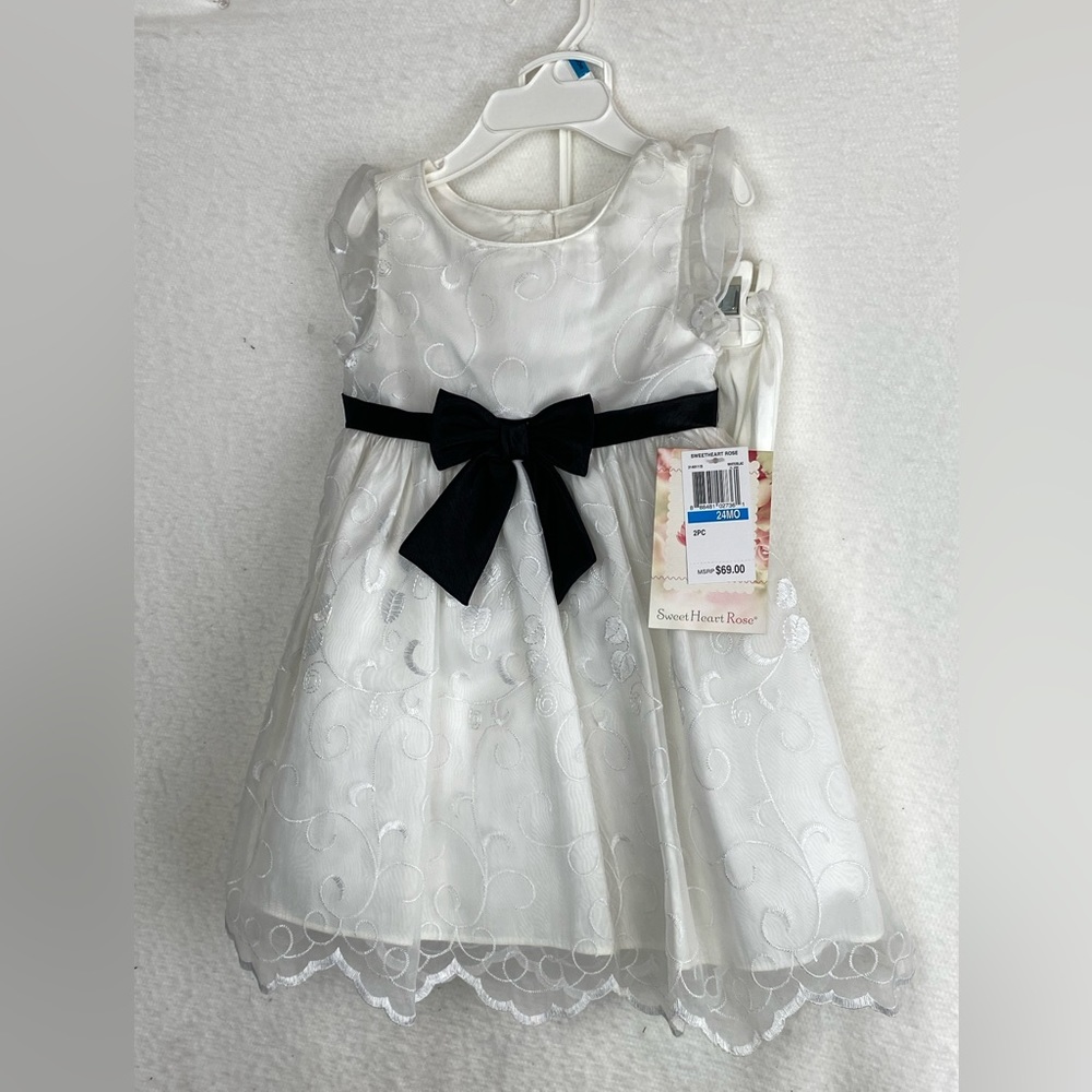 2 piece set white/black baby 24M infant girl dress